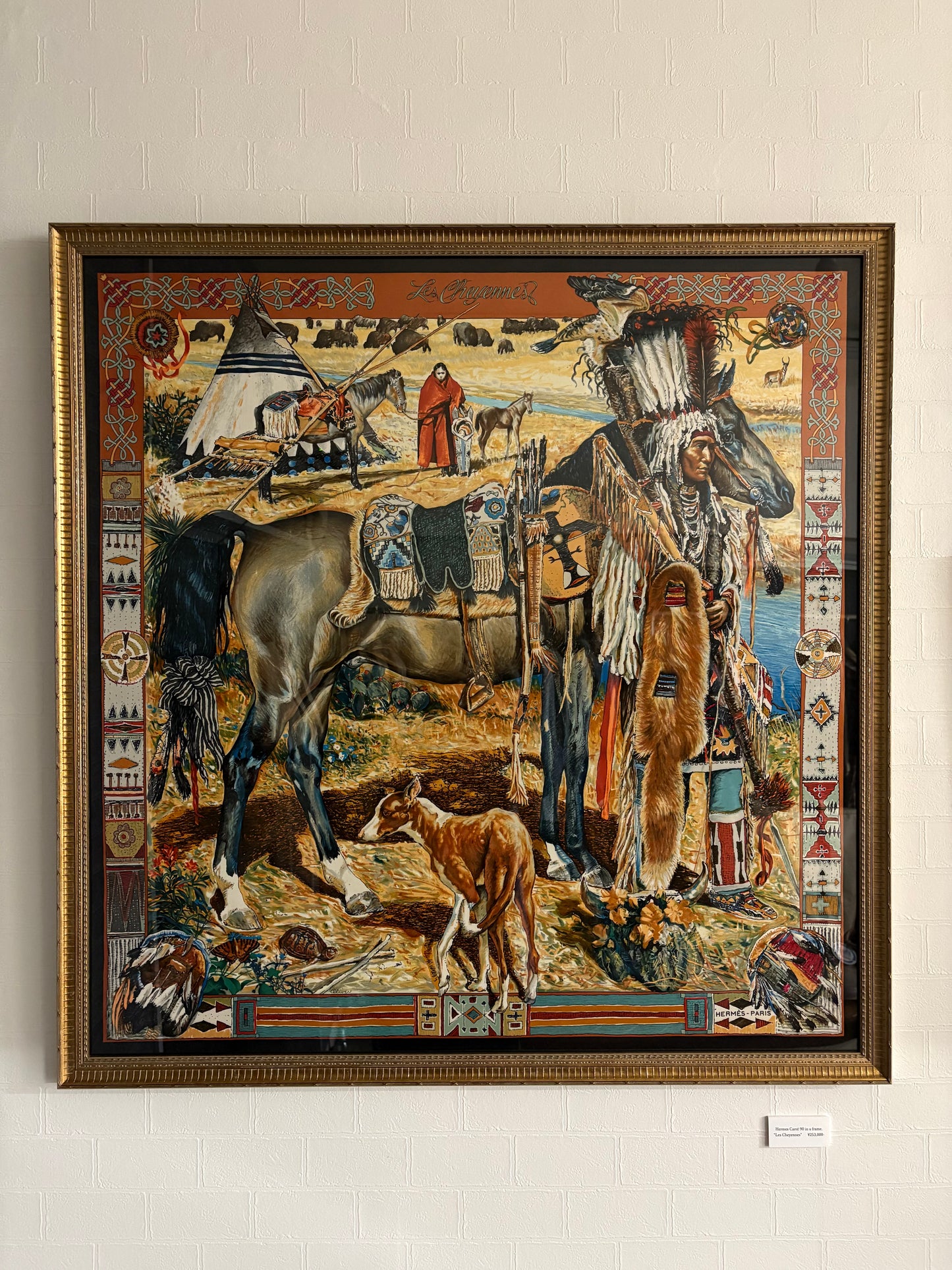 Hermes Carre 90 in a frame "Les Cheyennes"