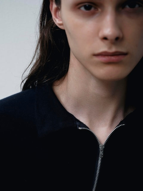 FOUNDOUR COTTON JERSEY HALF ZIP SHIRT.-BLACK-