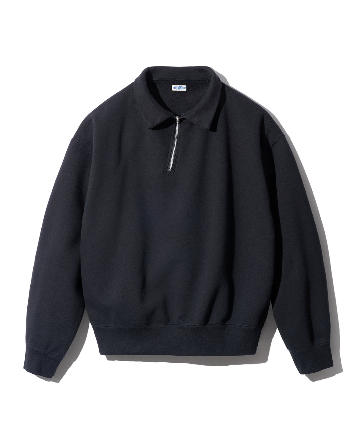 FOUNDOUR COTTON JERSEY HALF ZIP SHIRT.-BLACK-