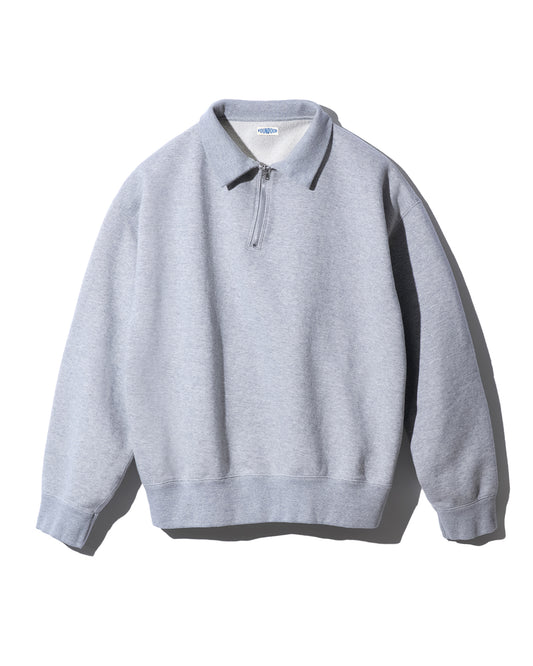 FOUNDOUR COTTON JERSEY HALF ZIP SHIRT.-GRAY-