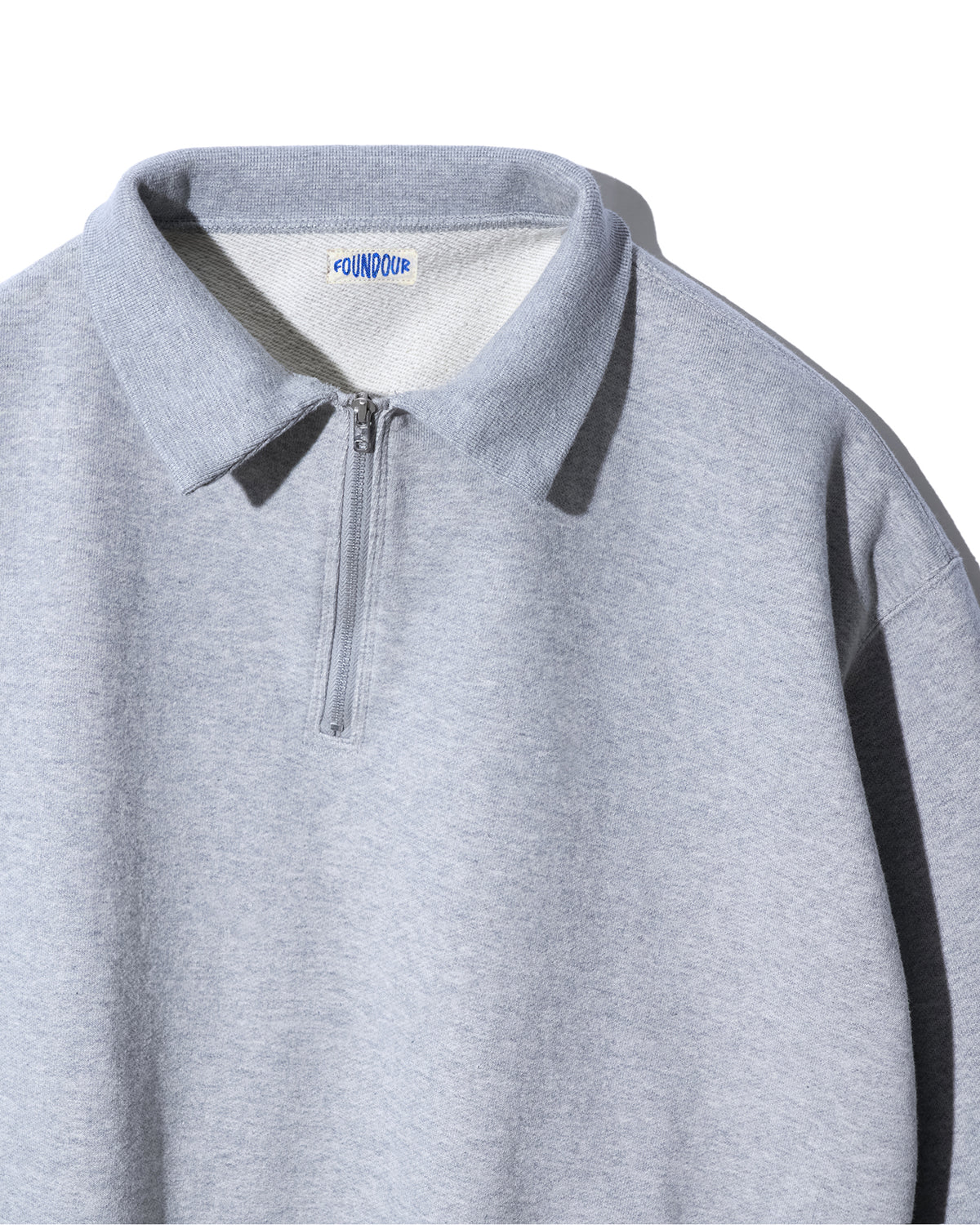 FOUNDOUR COTTON JERSEY HALF ZIP SHIRT.-GRAY-
