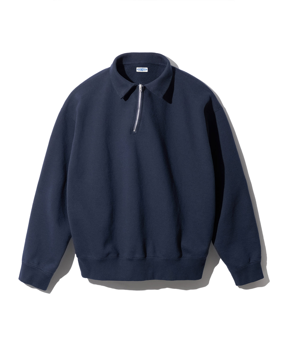 FOUNDOUR COTTON JERSEY HALF ZIP SHIRT.-NAVY-