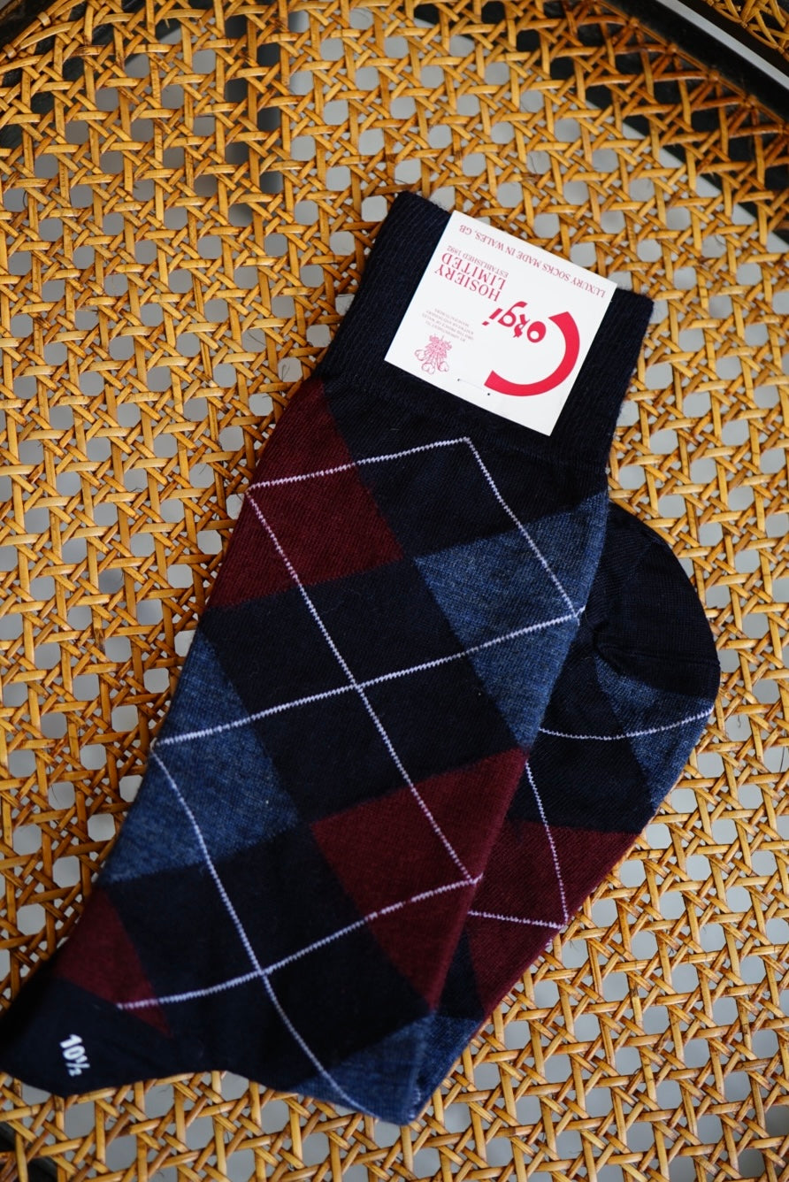 Corgi Argyle Socks. -Navy-