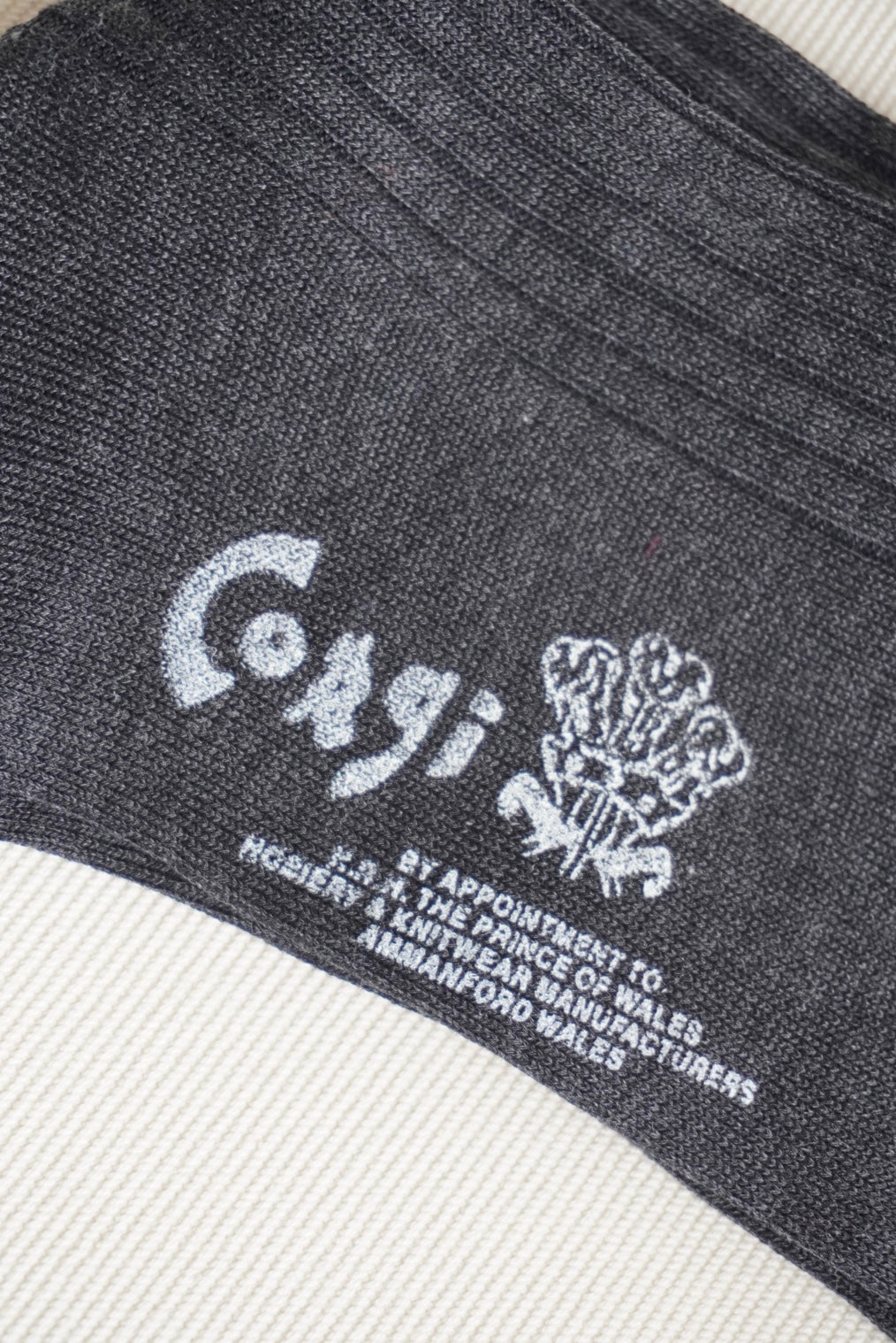Corgi Fine Gauge Rib Socks. -Charcoal-
