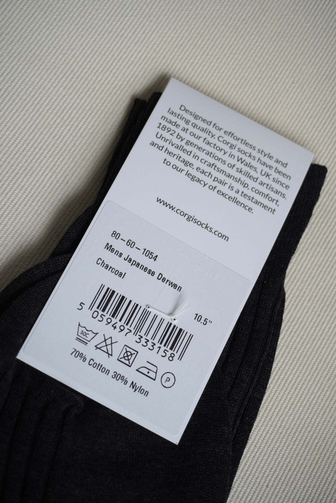Corgi Fine Gauge Rib Socks. -Charcoal-