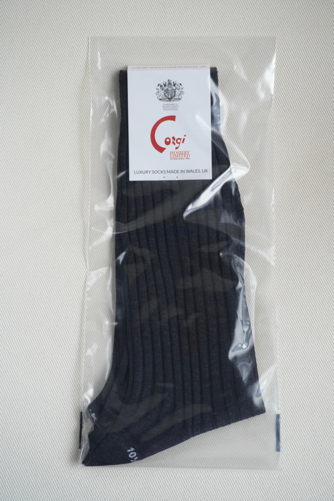 Corgi Fine Gauge Rib Socks. -Charcoal-