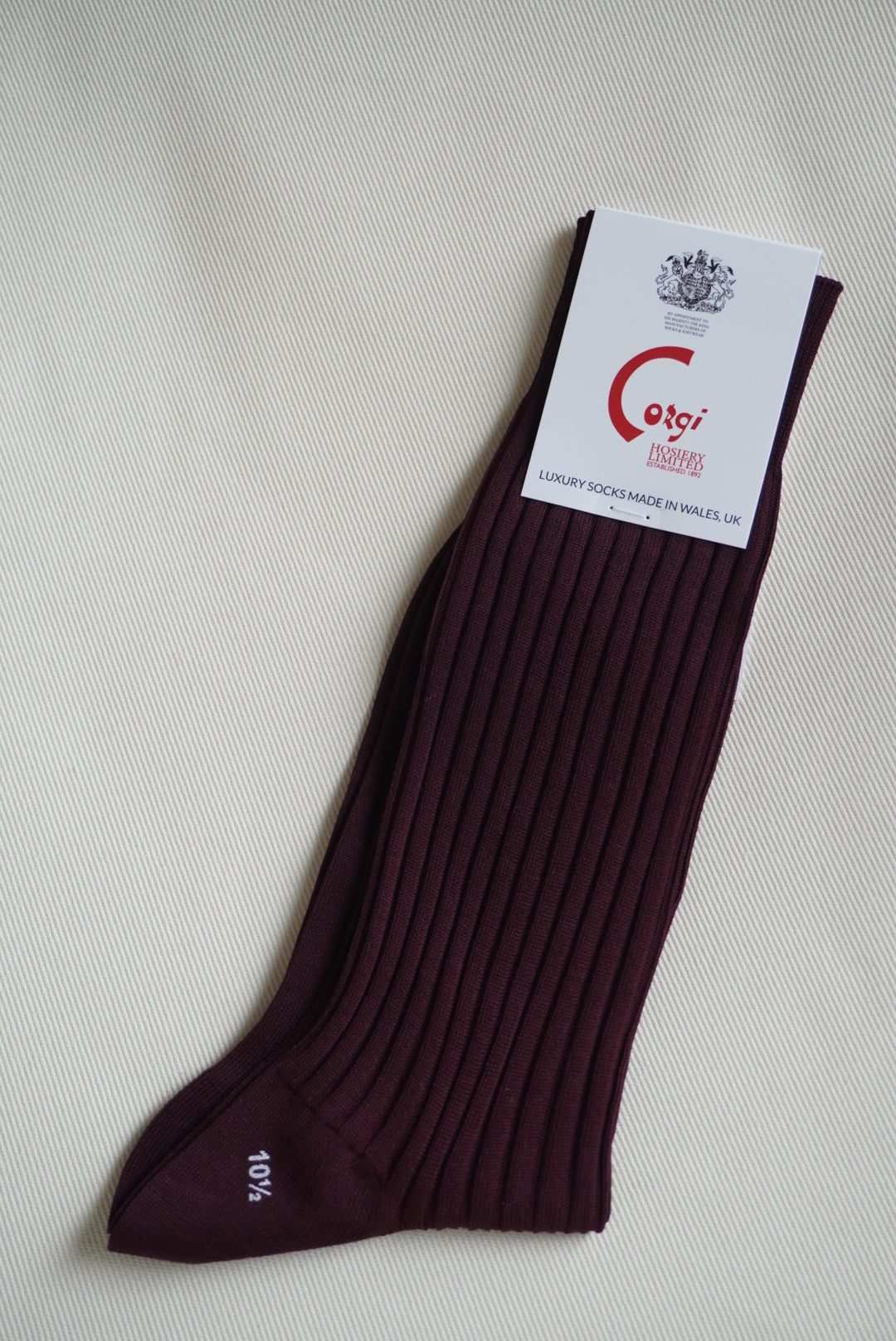 Corgi Fine Gauge Rib Socks. -Burgundy-