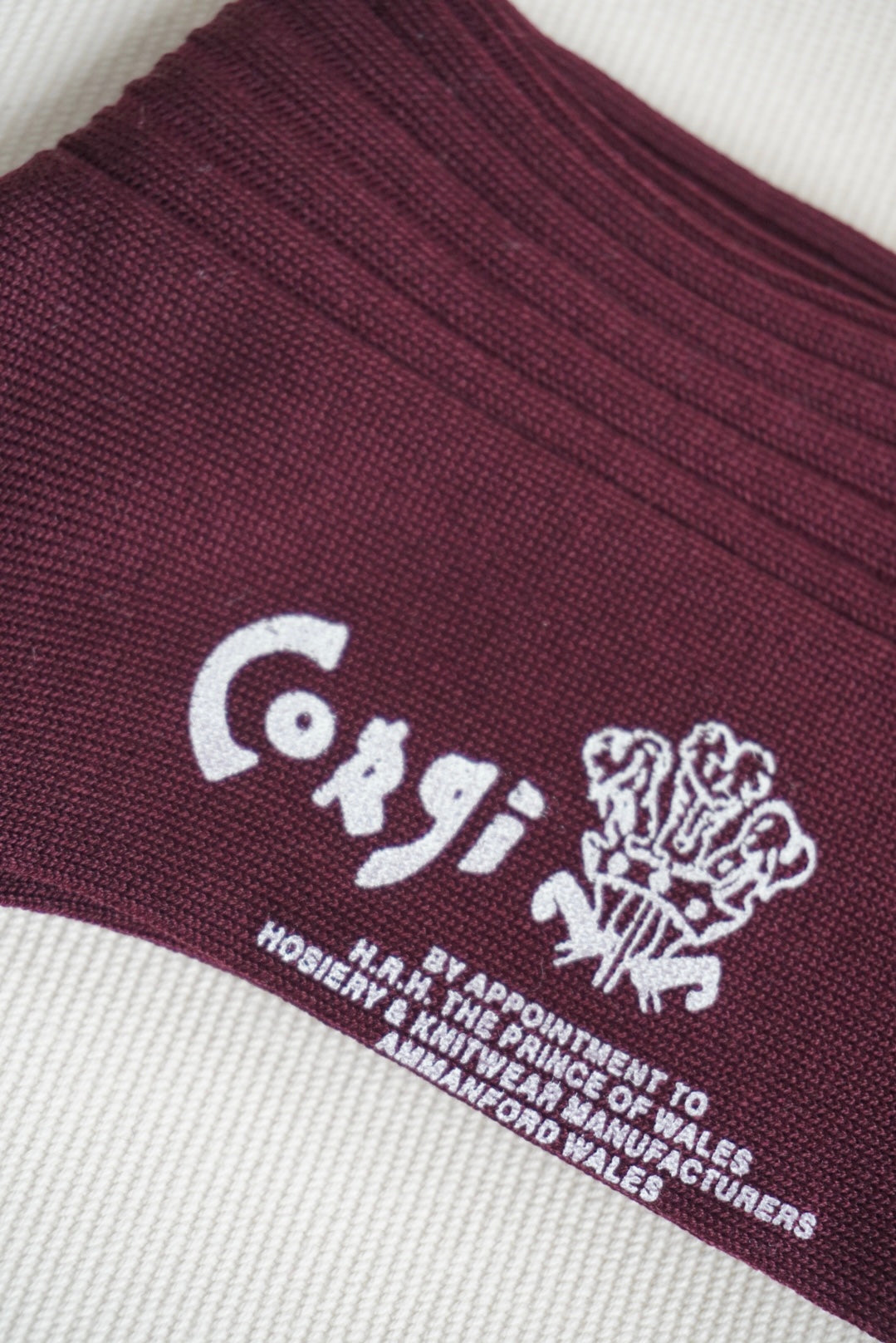 Corgi Fine Gauge Rib Socks. -Burgundy-