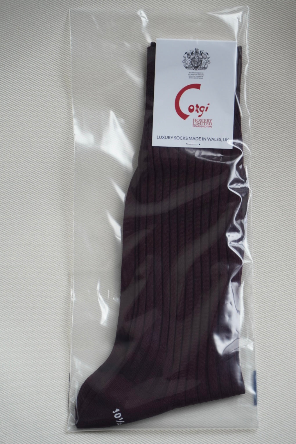 Corgi Fine Gauge Rib Socks. -Burgundy-