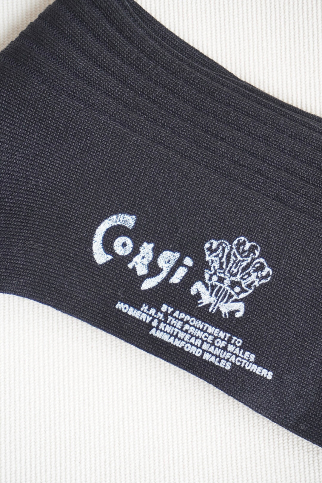 Corgi Fine Gauge Rib Socks. -Black-