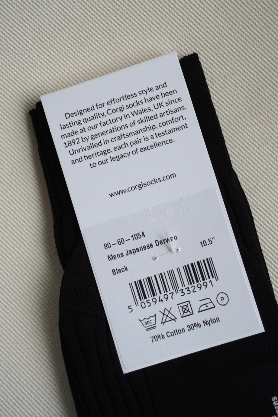 Corgi Fine Gauge Rib Socks. -Black-