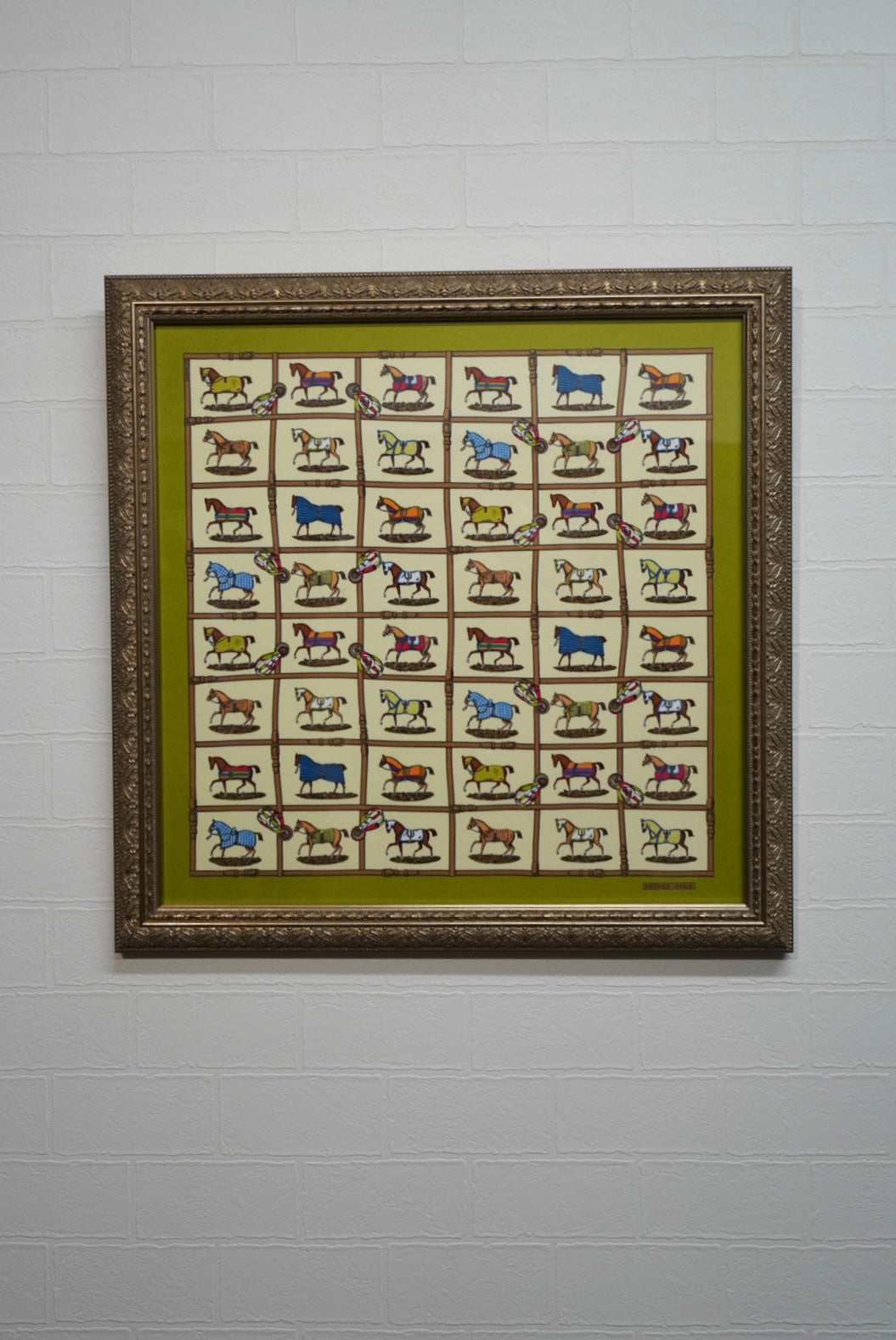 HERMÈS Carré 45 "Horse Blanket Motif"