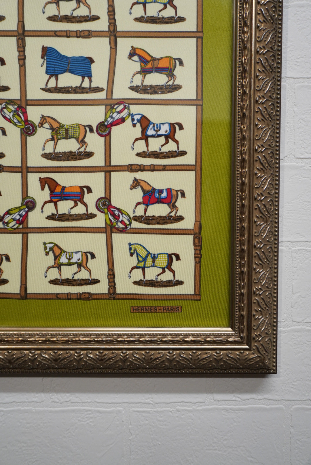HERMÈS Carré 45 "Horse Blanket Motif"
