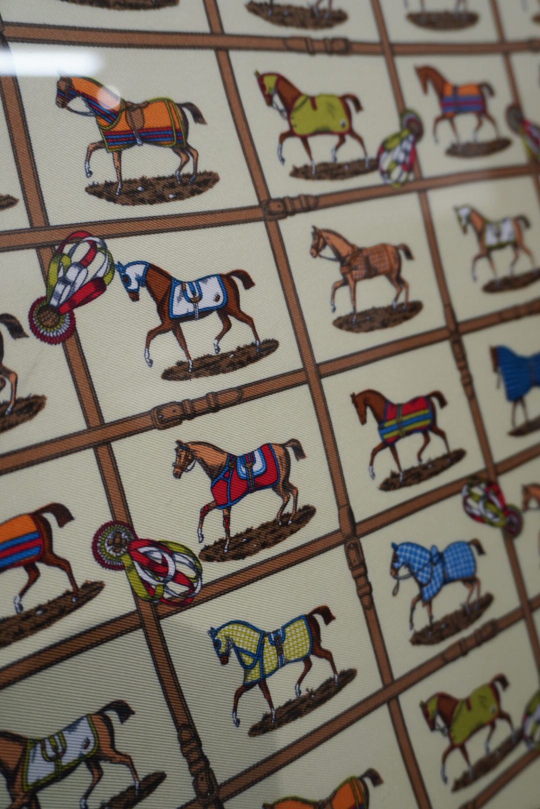 HERMÈS Carré 45 "Horse Blanket Motif"