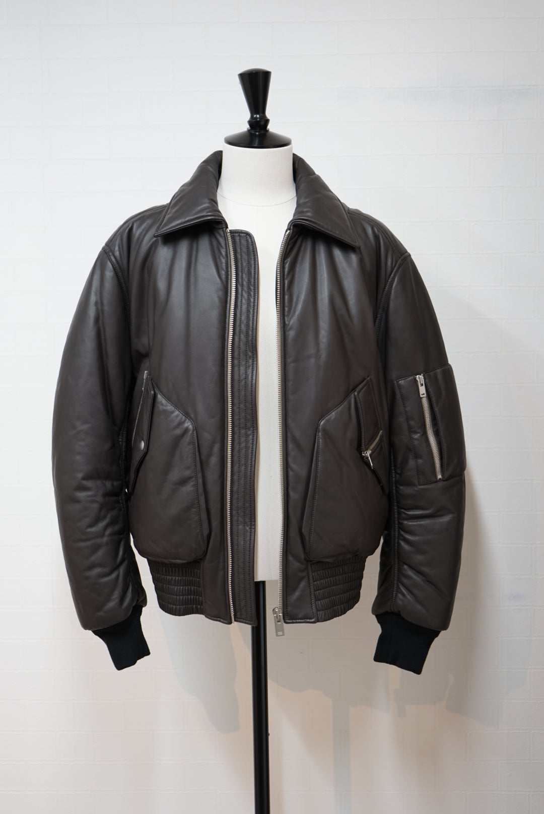 16's Maison Margiela ⑩ Leather × Padded Flight jacket.  -Dead Stock-