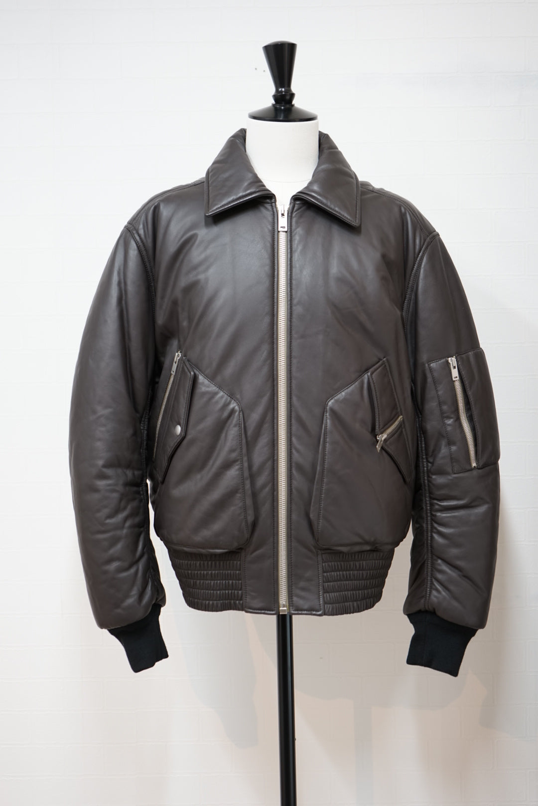 16's Maison Margiela ⑩ Leather × Padded Flight jacket.  -Dead Stock-