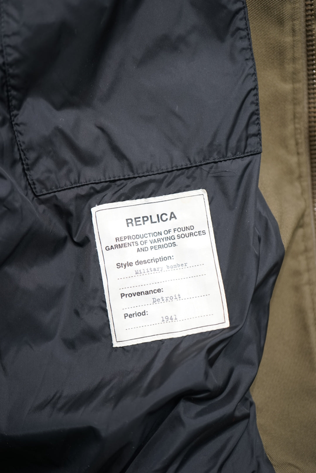 14's Maison Martin Margiela REPLICA "1941's Military  Bomber" made in Italy.