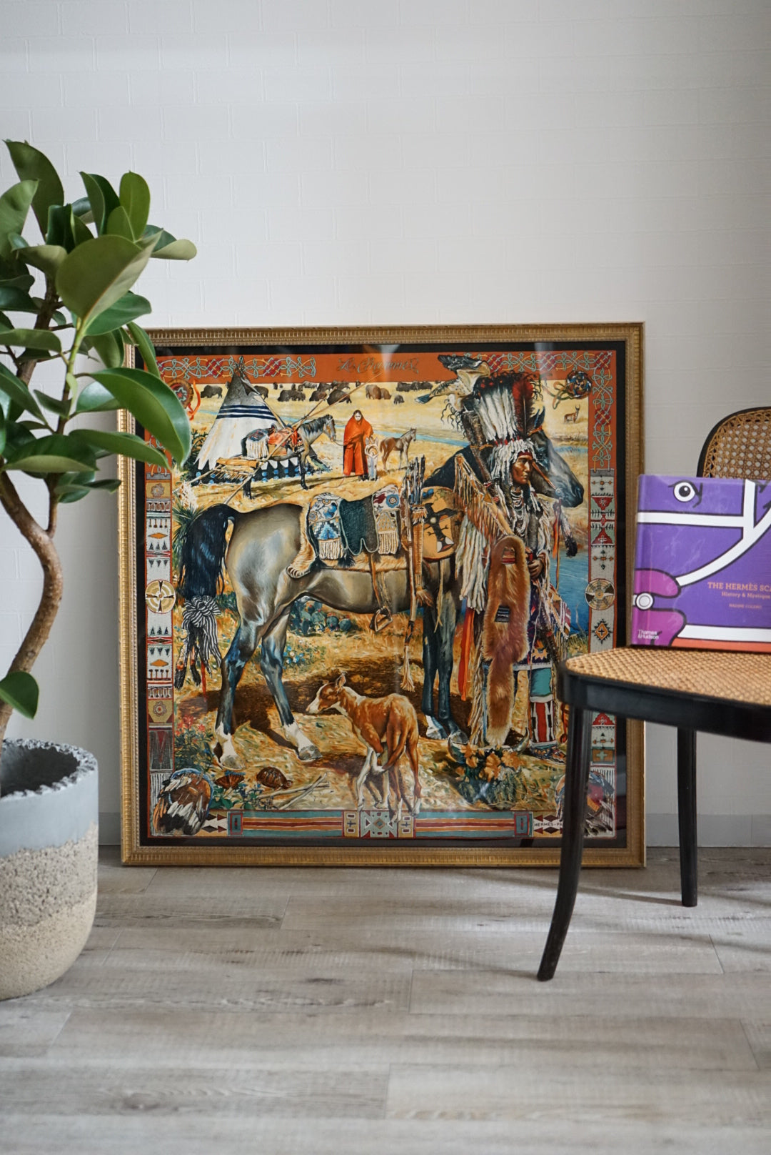 Hermes Carre 90 in a frame "Les Cheyennes"