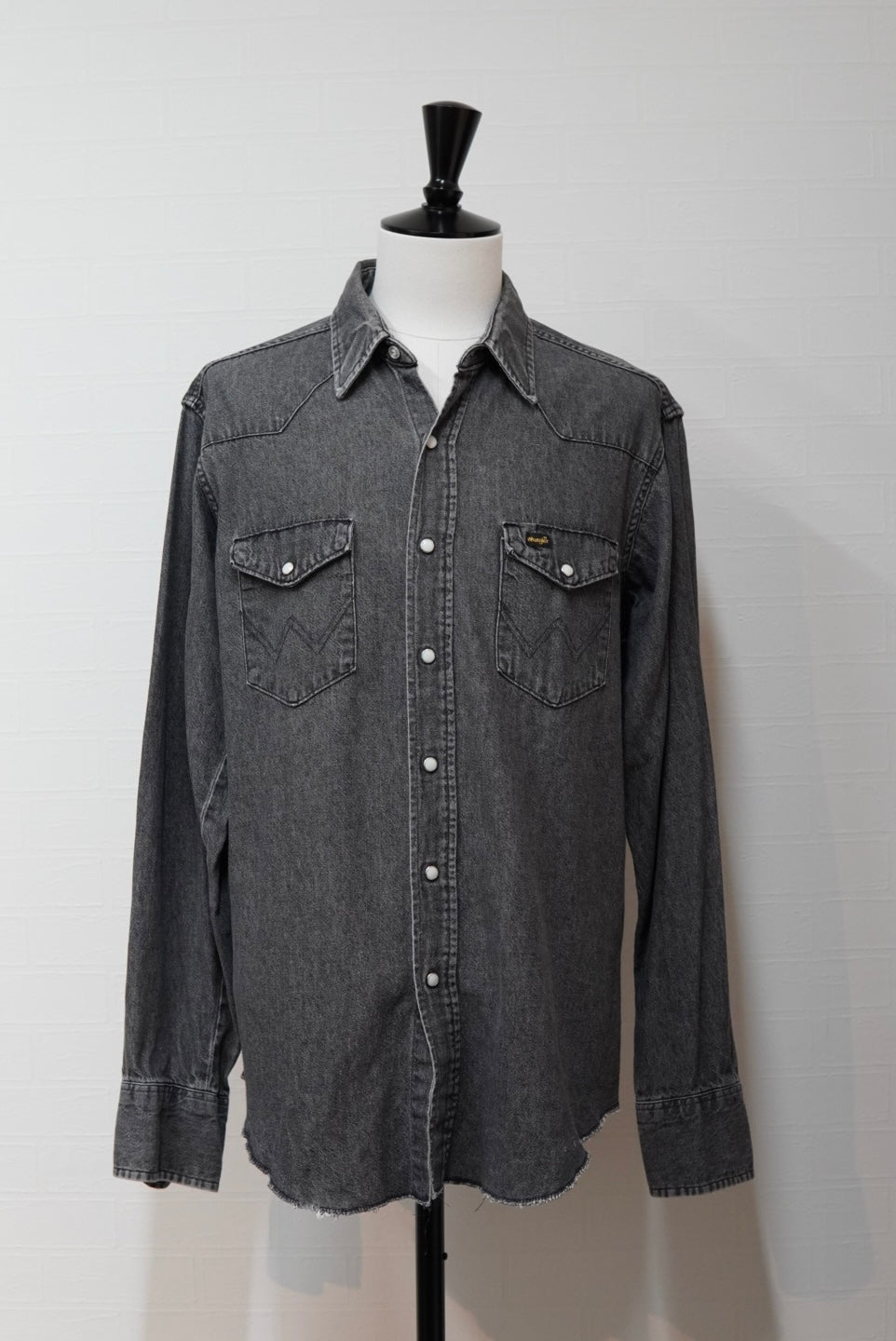 80s Wrangler Black Denim Western Shirt made in USA.