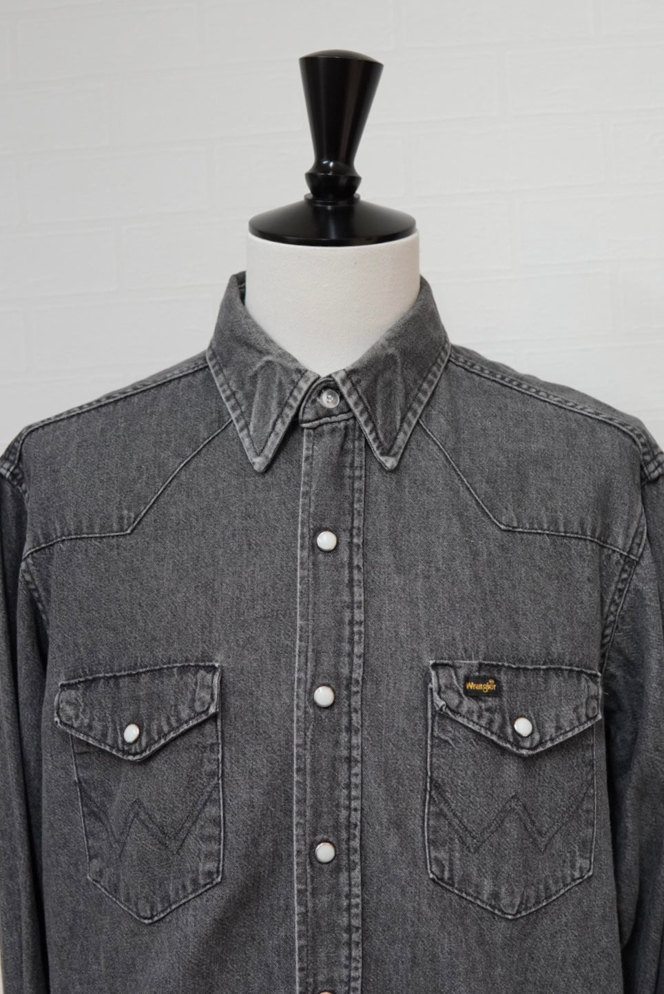 80s Wrangler Black Denim Western Shirt made in USA.