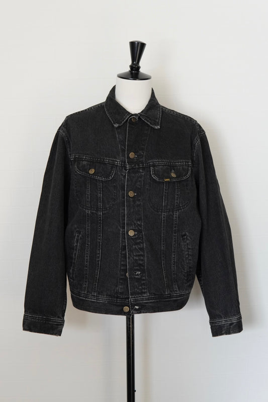 80s LEE 220-J Black Denim Jacket made in USA.