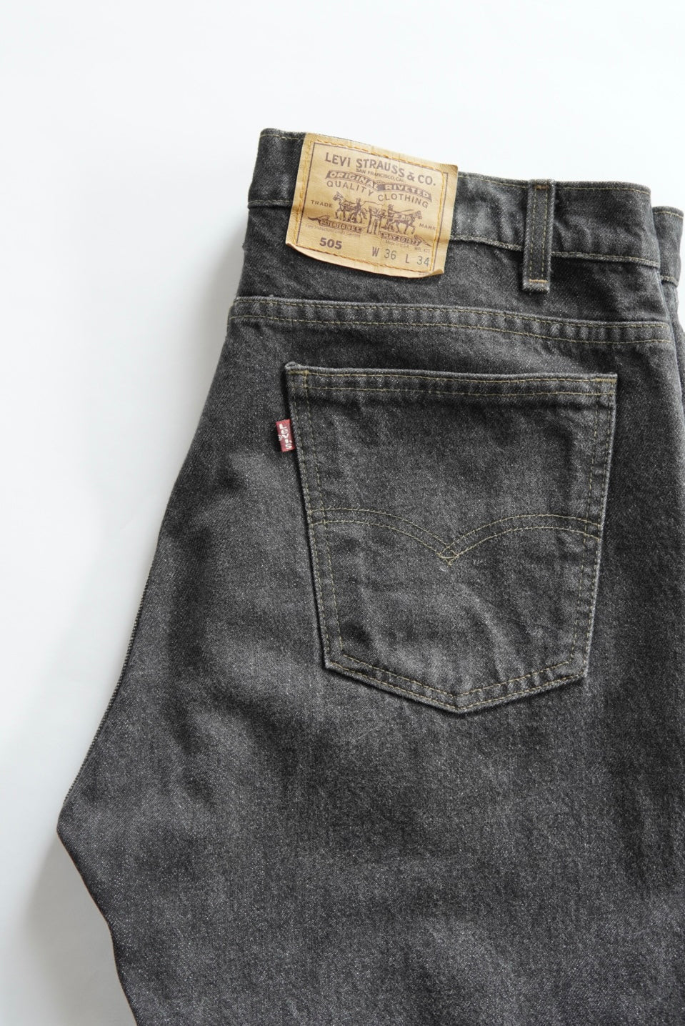Levi's 505 Yarn-dyed Black Denim Pants made in USA.