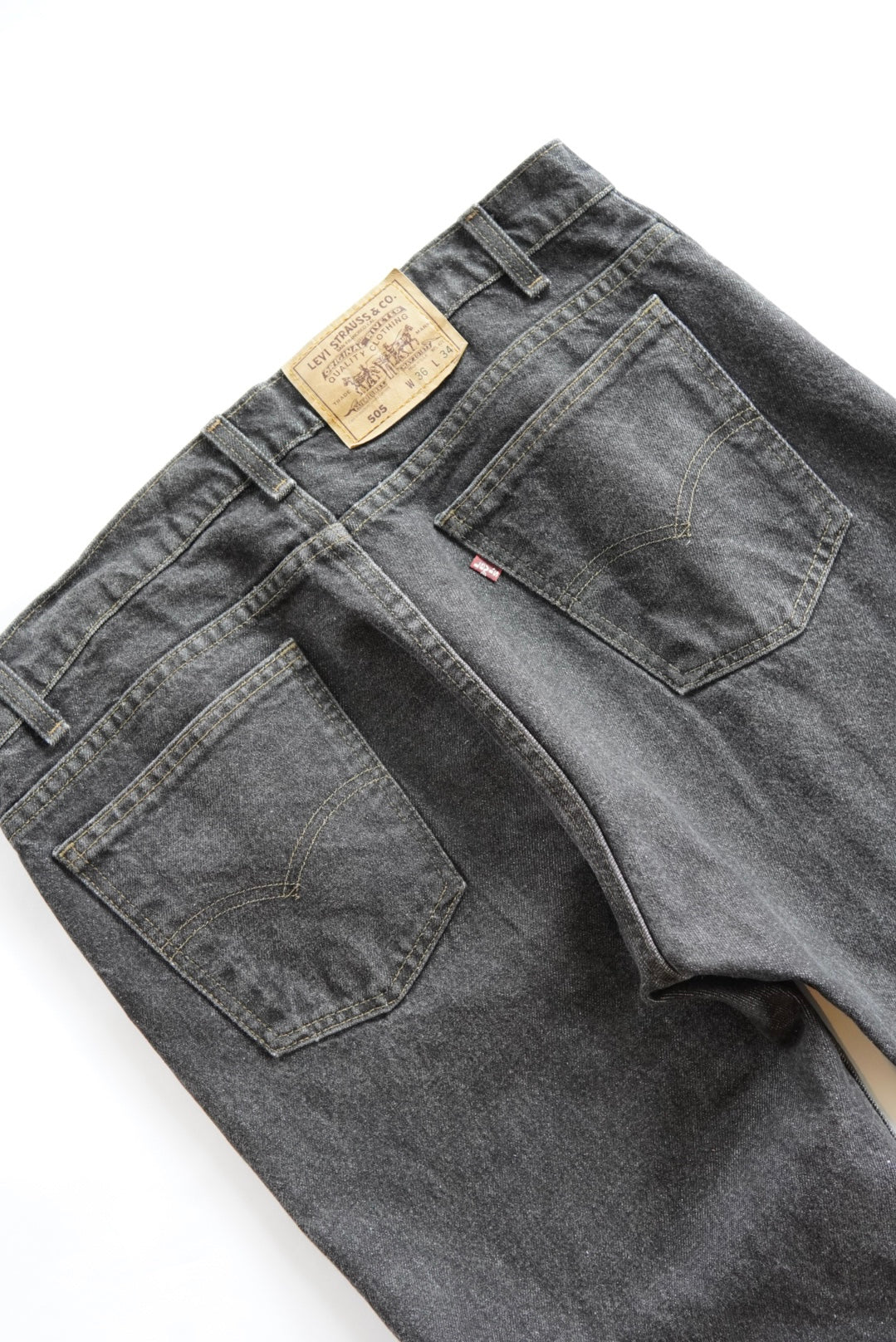 Levi's 505 Yarn-dyed Black Denim Pants made in USA.