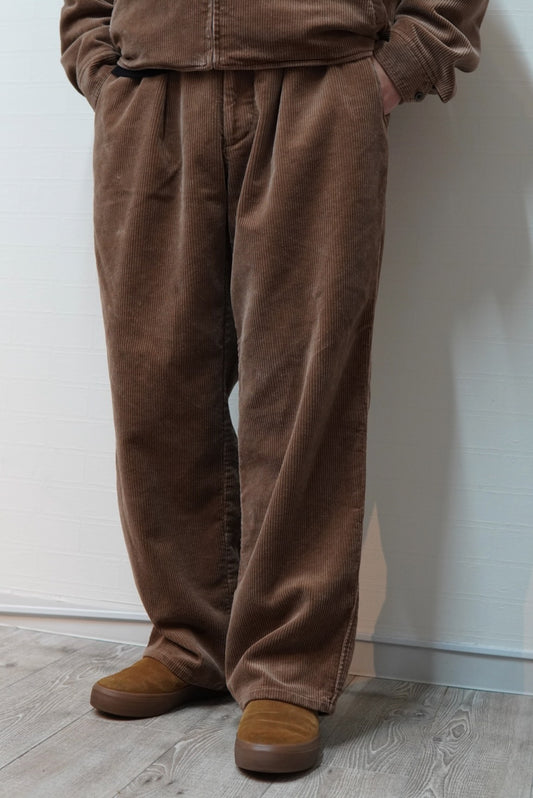 FOUNDOUR COTTON CORDUROY WIDE TUCK TROUSERS.